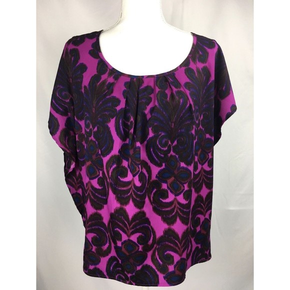Banana Republic M Medium Women’s Purple Pink Blouse Slit Sleeve Round Neck Top - Picture 1 of 6